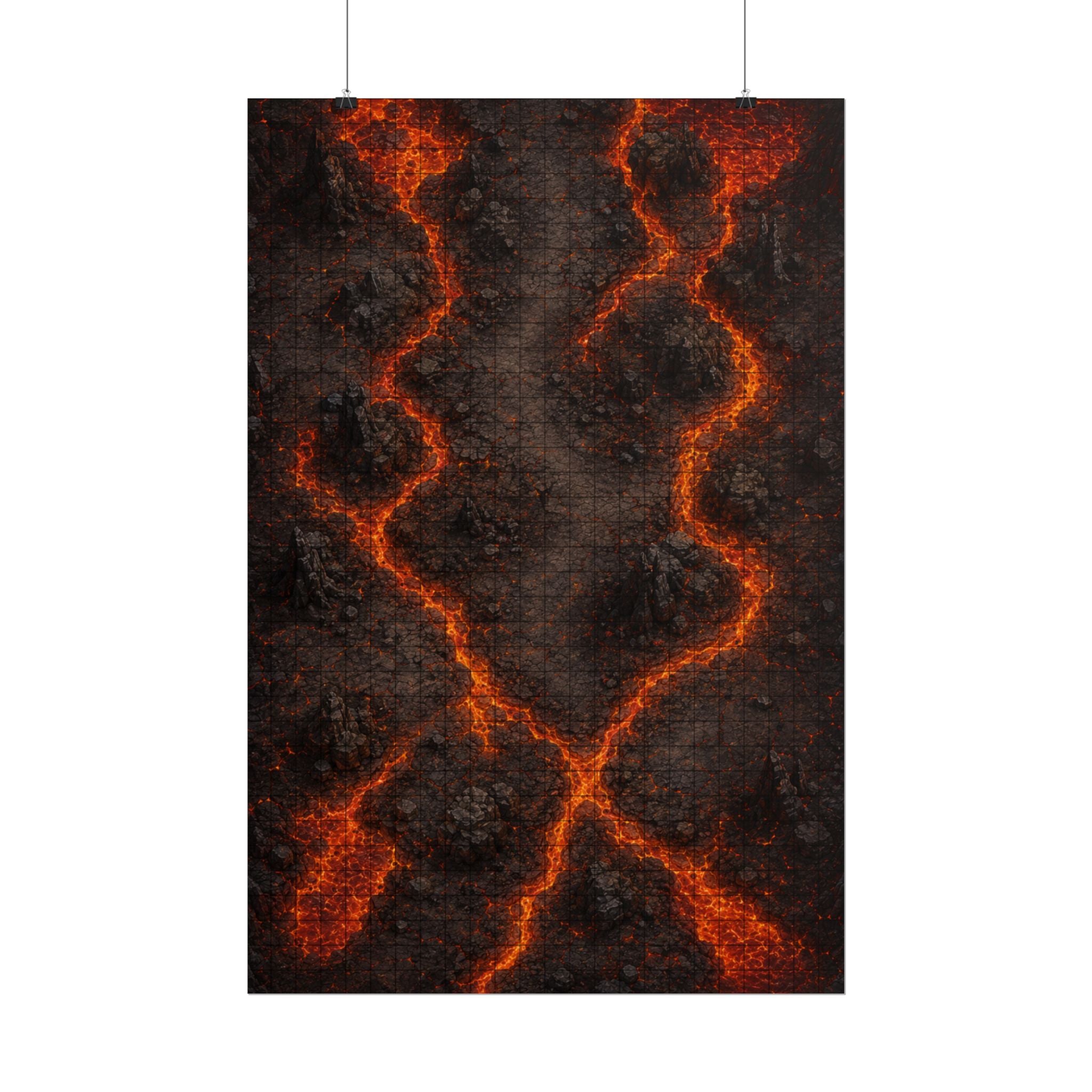 Volcanic Wastes — 24×36 Gridded TTRPG Battle Map