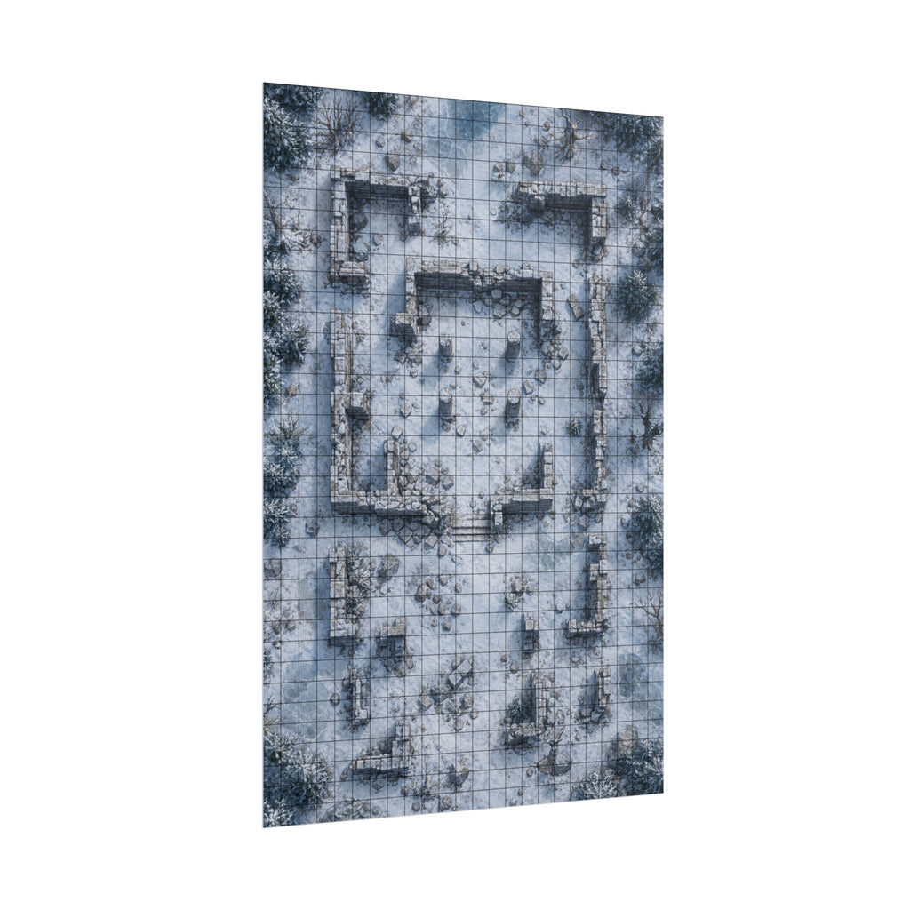 The Frozen Ruins — 24×36 Gridded TTRPG Battle Map