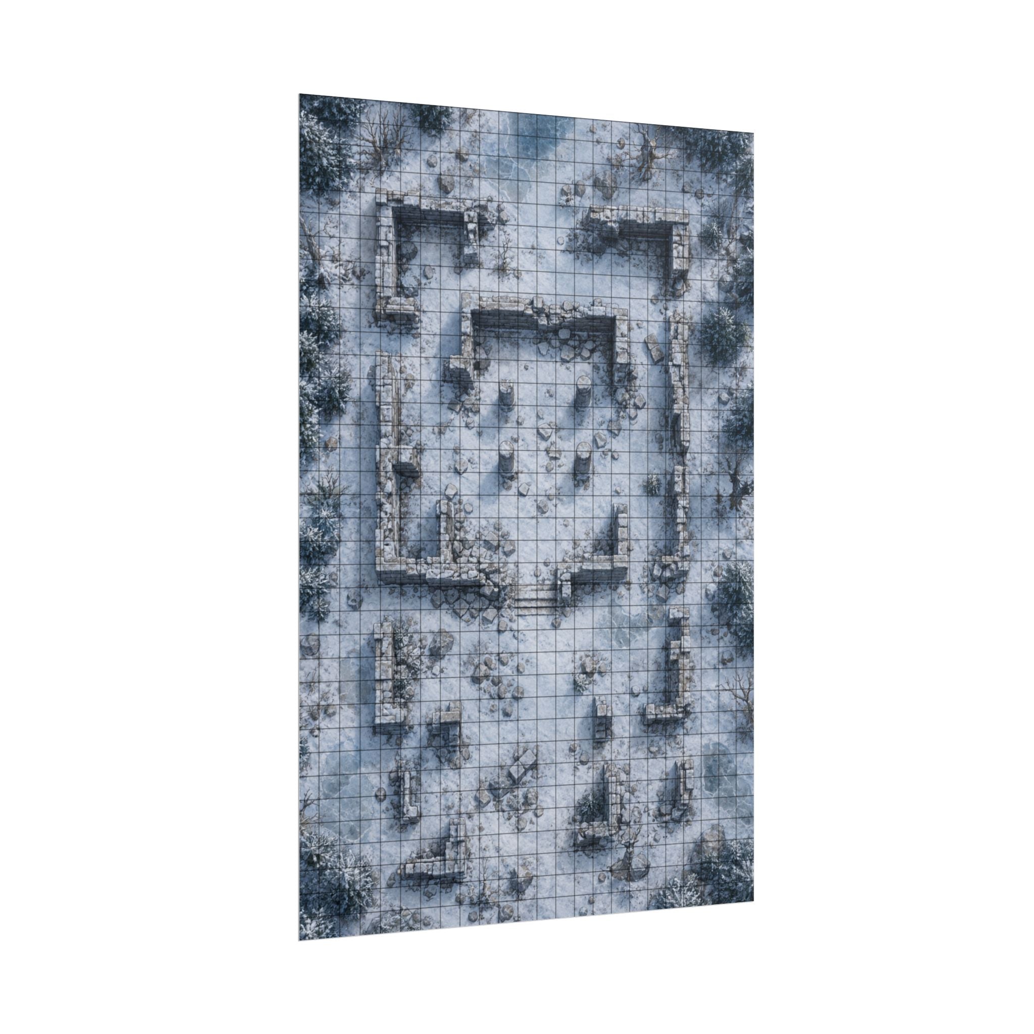 The Frozen Ruins — 24×36 Gridded TTRPG Battle Map