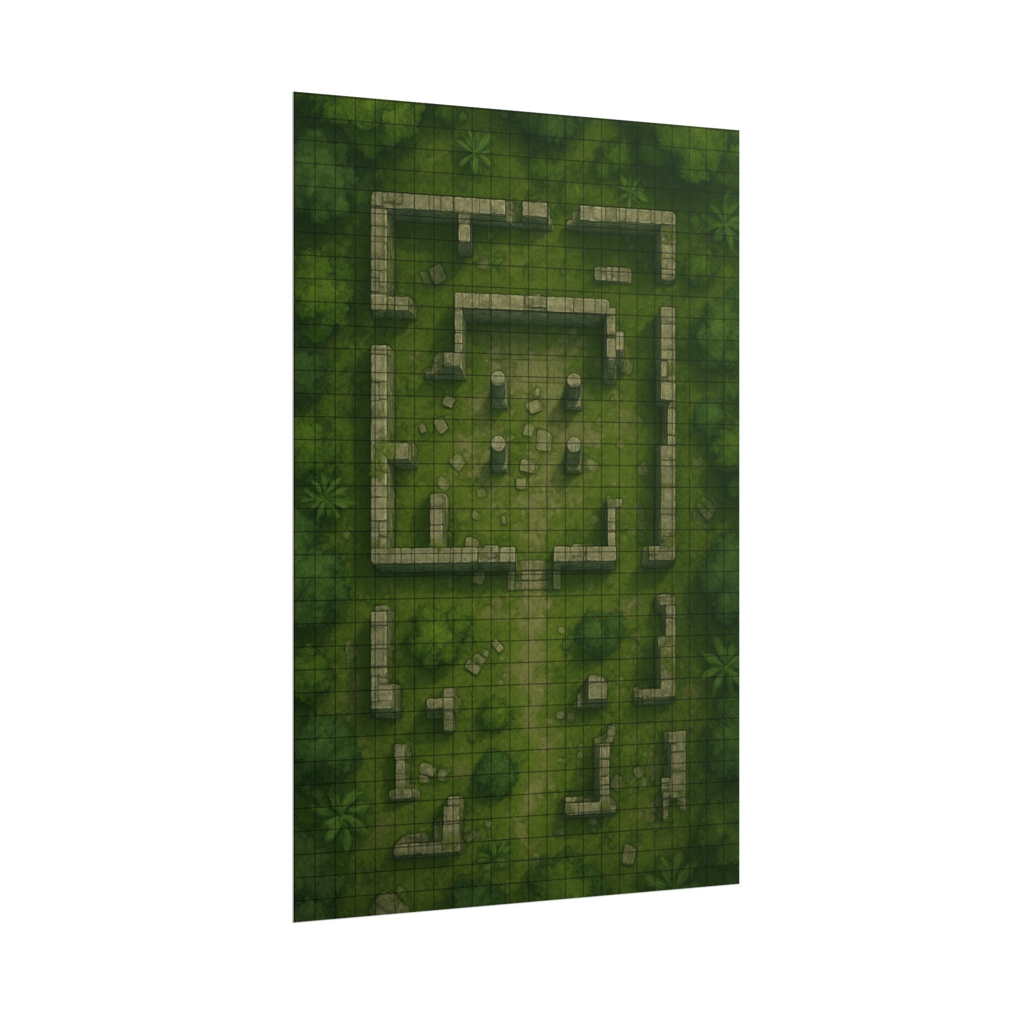 Jungle Ruins — 24×36 Gridded TTRPG Battle Map