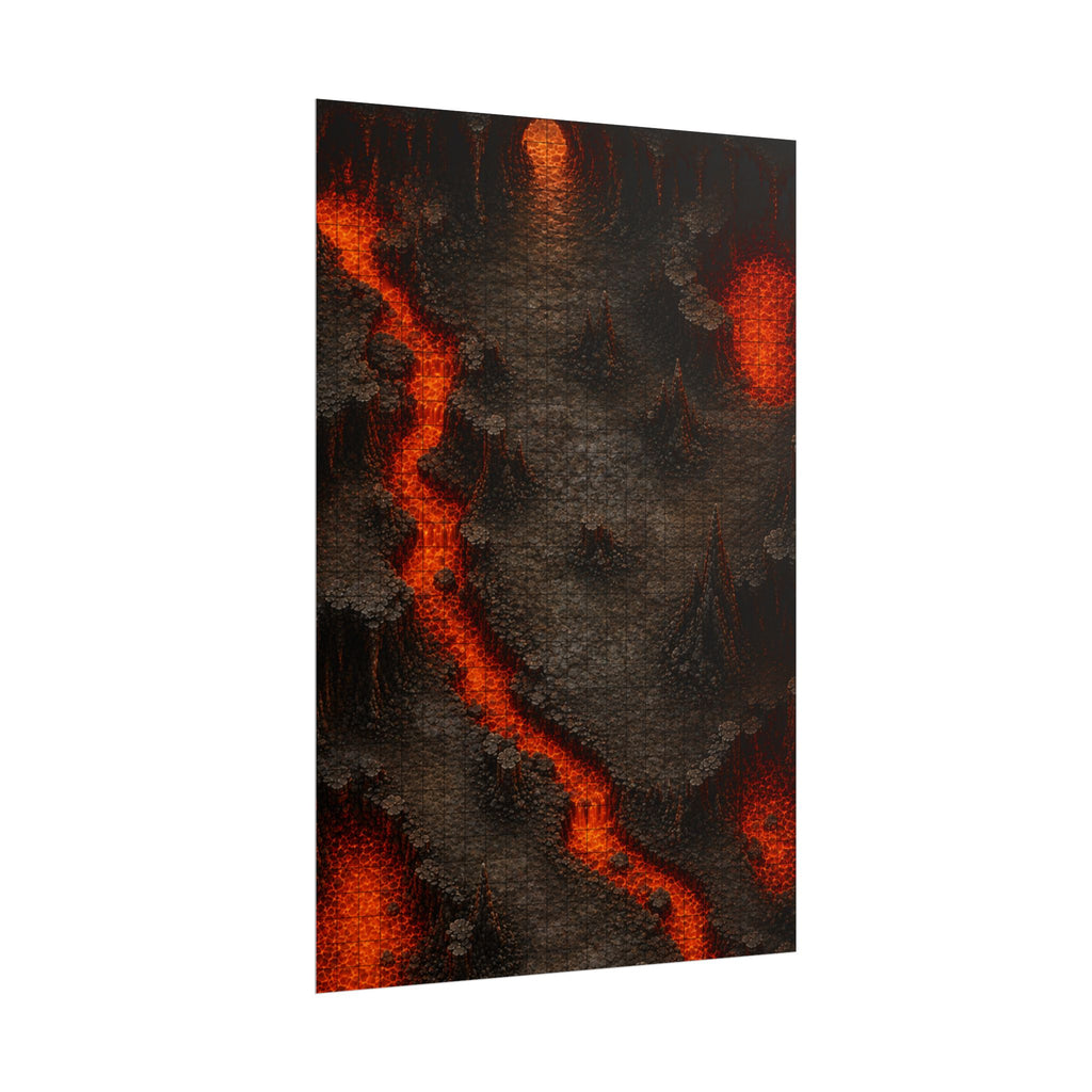 The Molten Depths — 24×36 Gridded TTRPG Battle Map