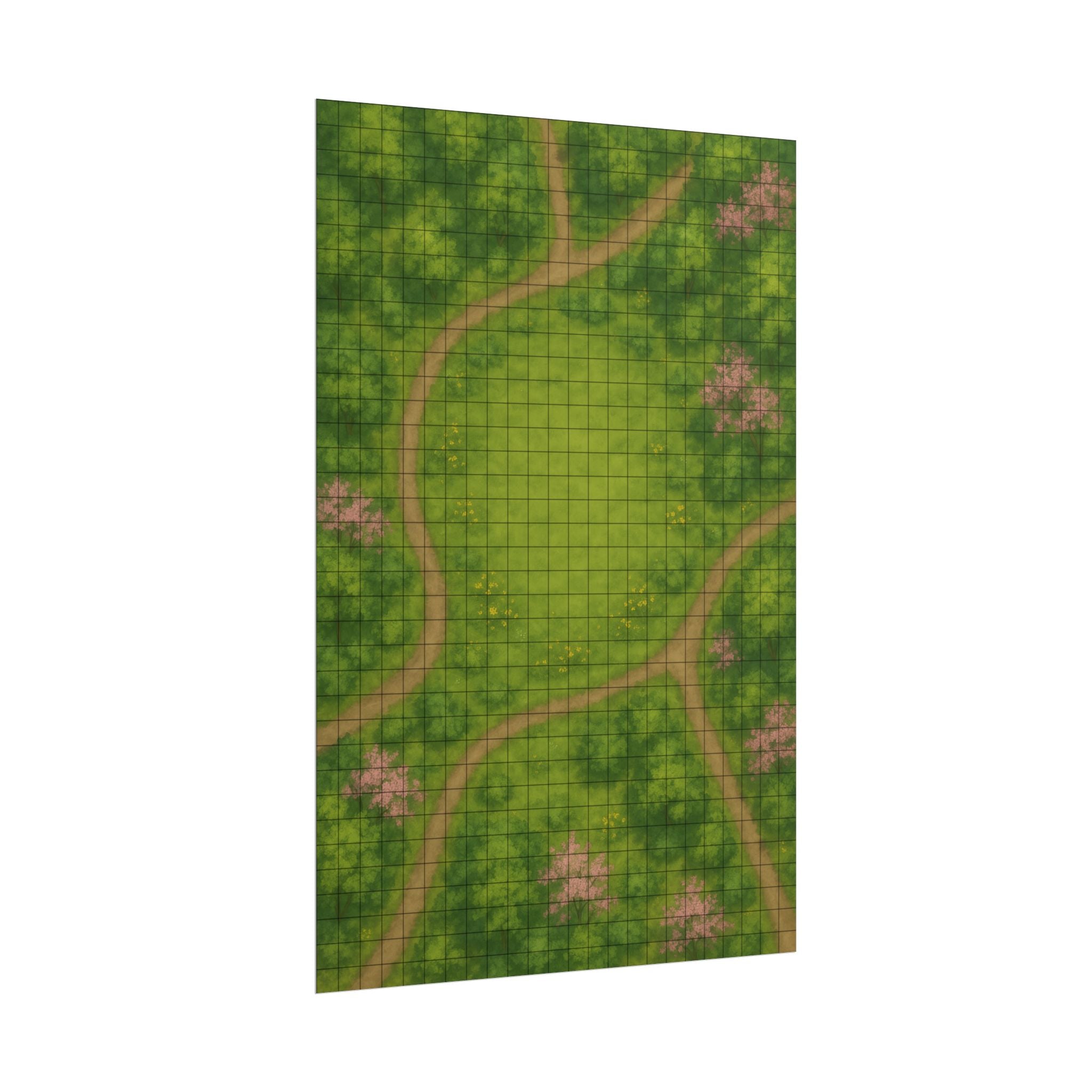 Forest Crossroads — 24×36 Gridded TTRPG Battle Map