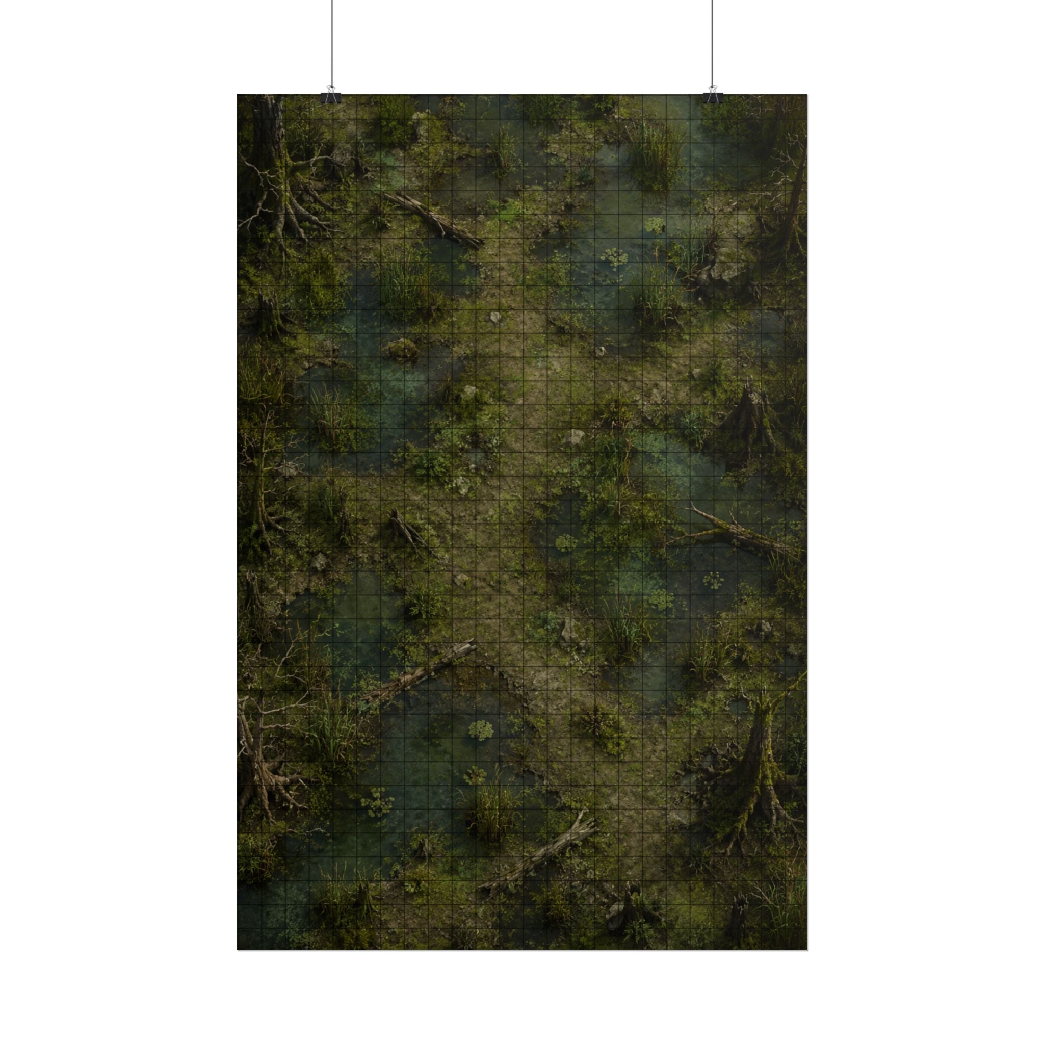 The Sunken Path — 24×36 Gridded TTRPG Battle Map