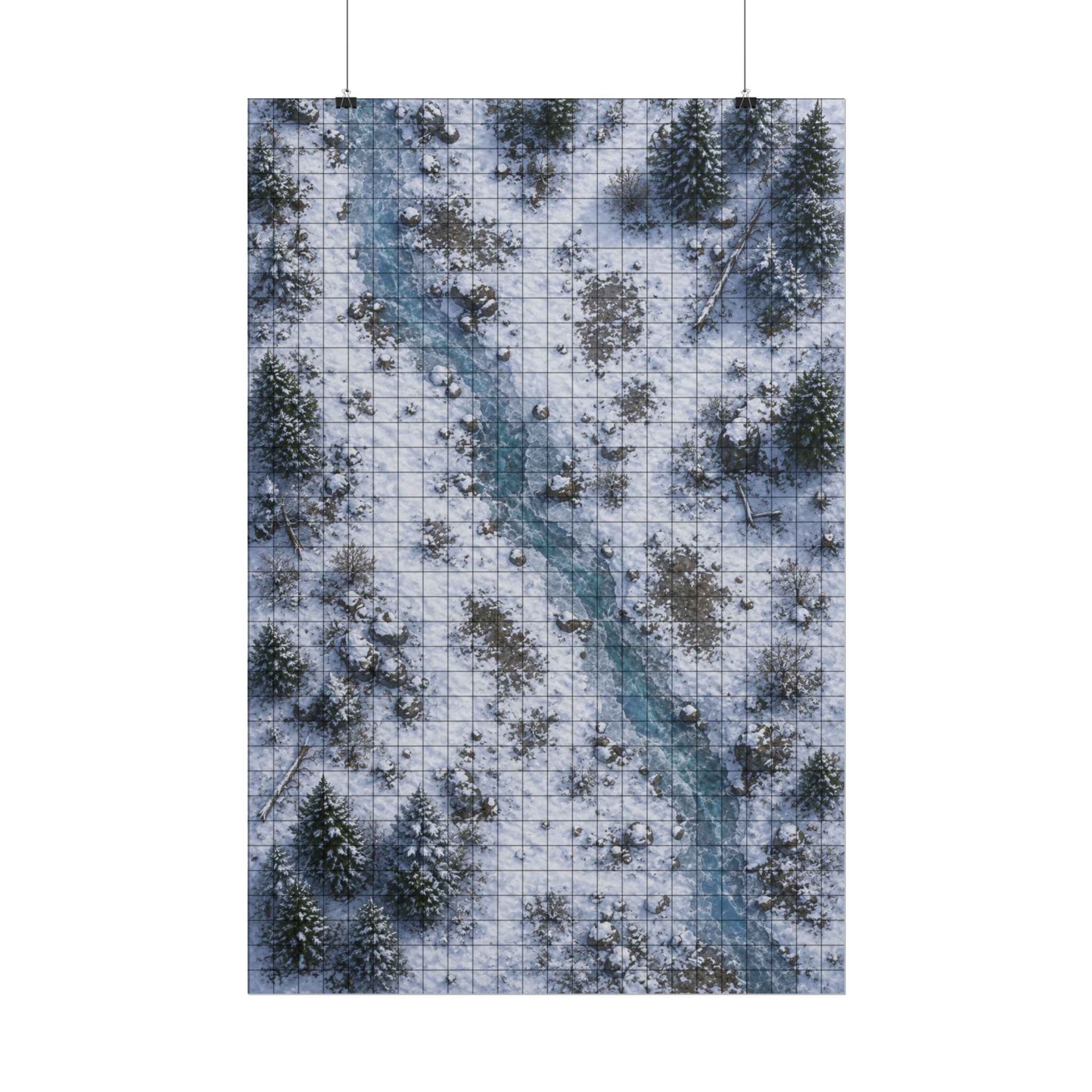 Frozen Crossing — 24×36 Gridded TTRPG Battle Map