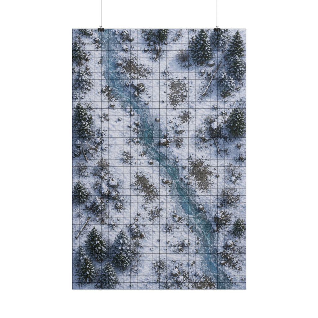 Frozen Crossing — 24×36 Gridded TTRPG Battle Map