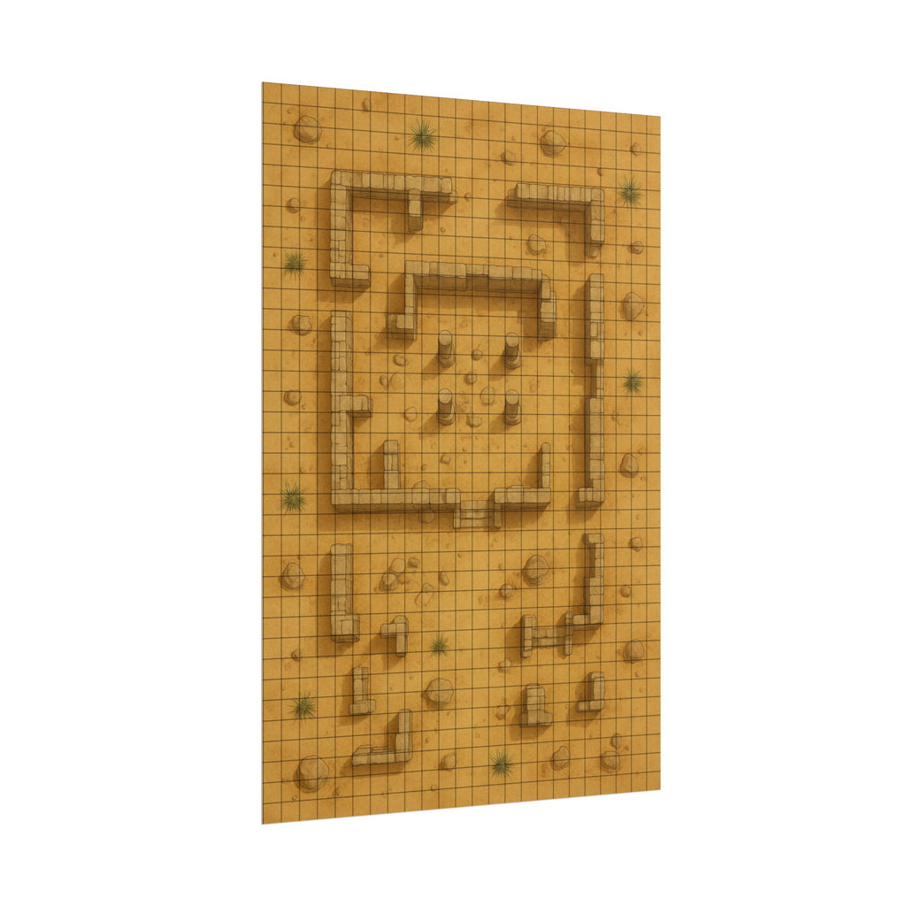 Desert Ruins — 24×36 Gridded TTRPG Battle Map