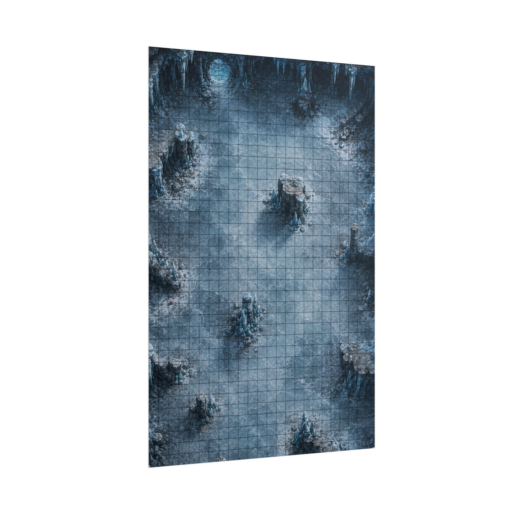 The Frost Cavern — 24×36 Gridded TTRPG Battle Map