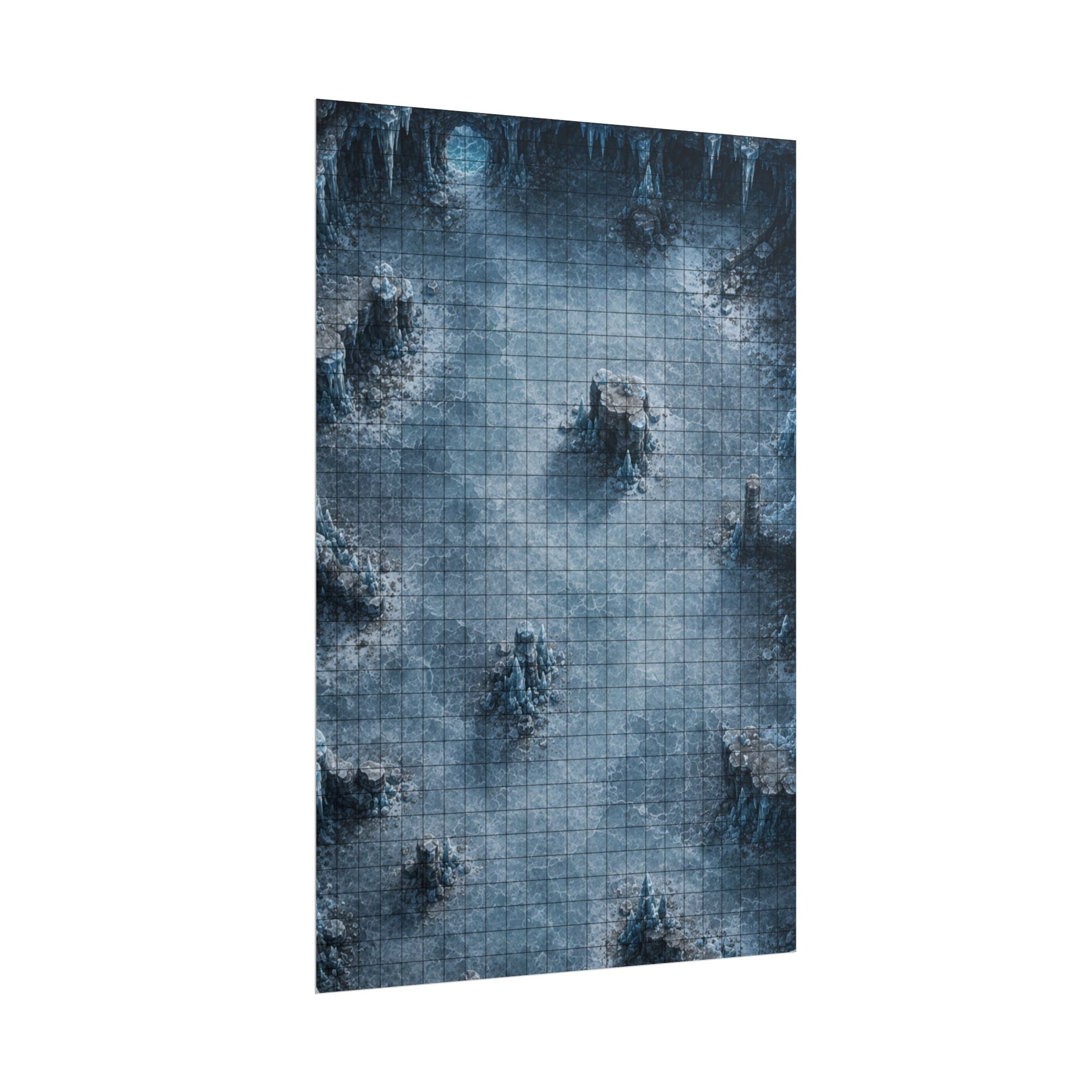 The Frost Cavern — 24×36 Gridded TTRPG Battle Map