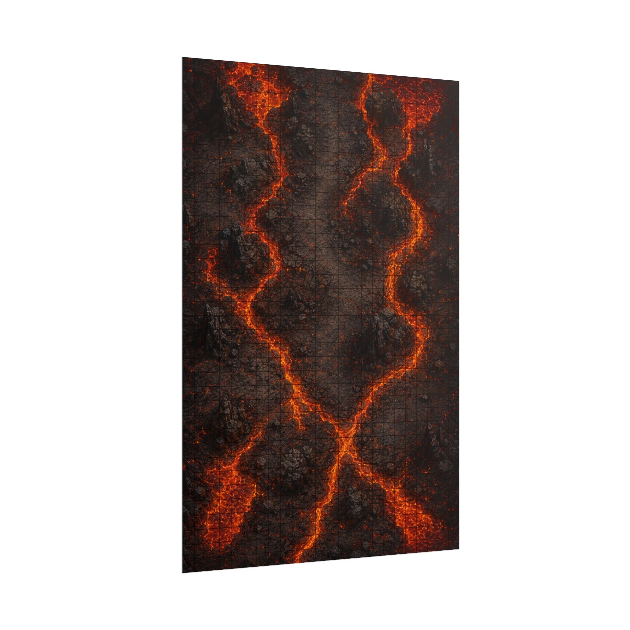 Volcanic Wastes — 24×36 Gridded TTRPG Battle Map