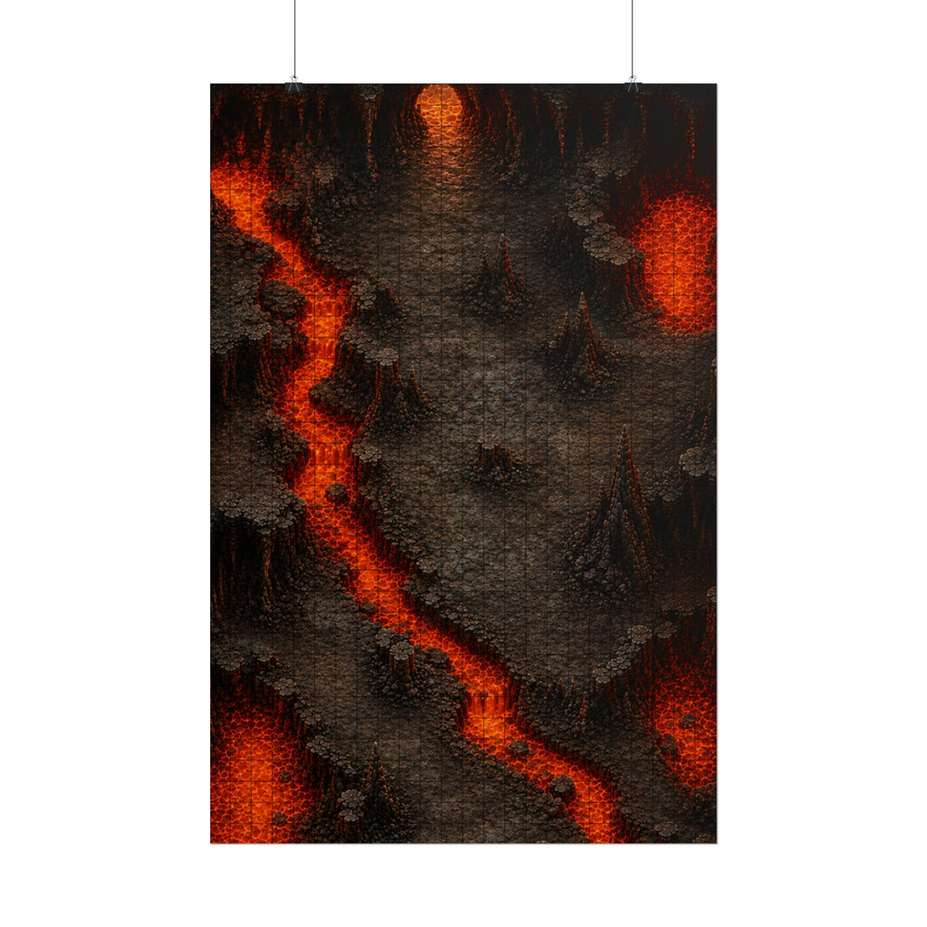 The Molten Depths — 24×36 Gridded TTRPG Battle Map
