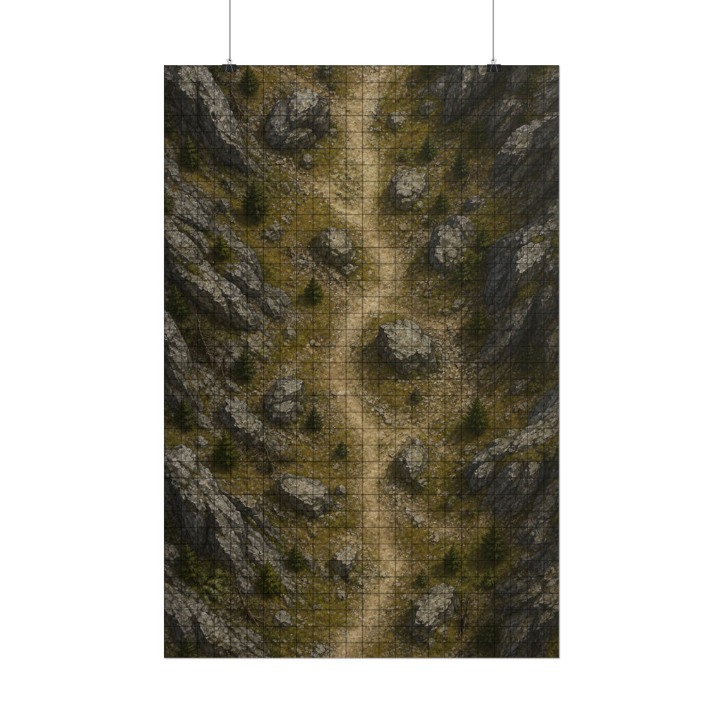 The Mountain Pass — 24×36 Gridded TTRPG Battle Map
