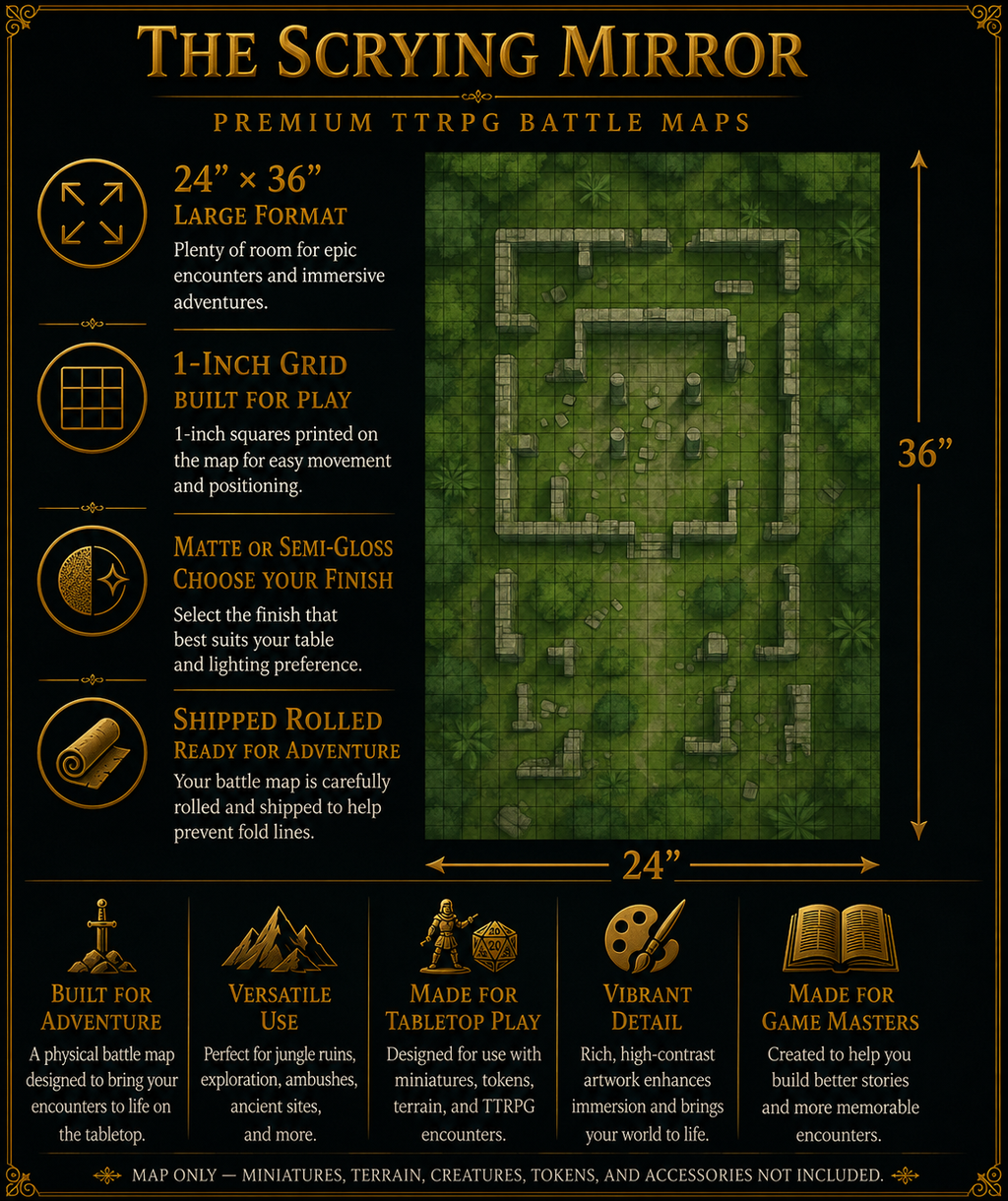 Jungle Ruins — 24×36 Gridded TTRPG Battle Map