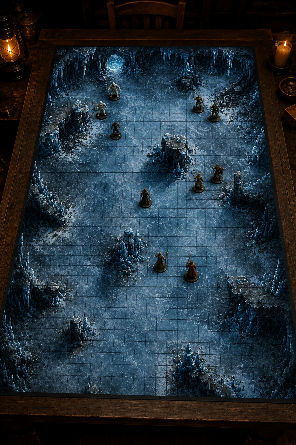 The Frost Cavern — 24×36 Gridded TTRPG Battle Map