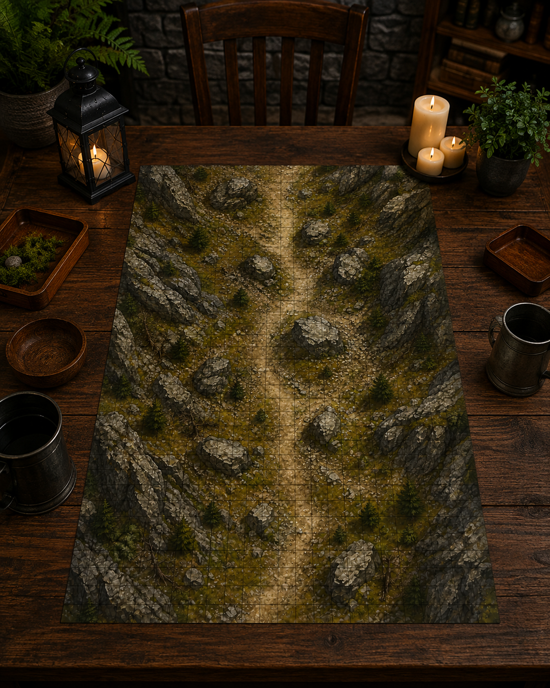 The Mountain Pass — 24×36 Gridded TTRPG Battle Map