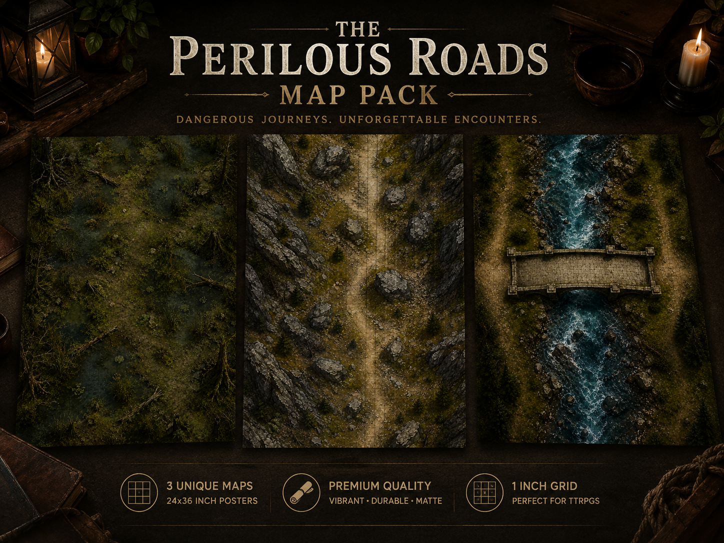 The Perilous Roads — 3 Battle Map Encounter Pack