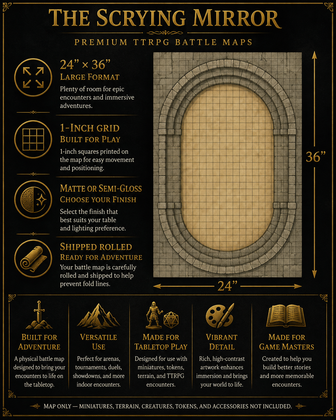 The Grand Arena — 24×36 Gridded TTRPG Battle Map