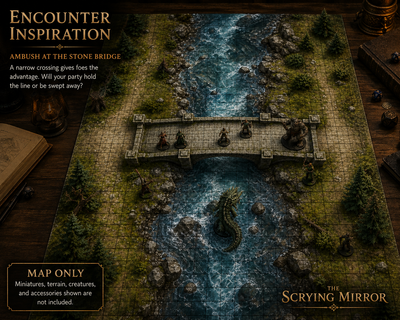 Stonebridge Crossing — 24×36 Gridded TTRPG Battle Map