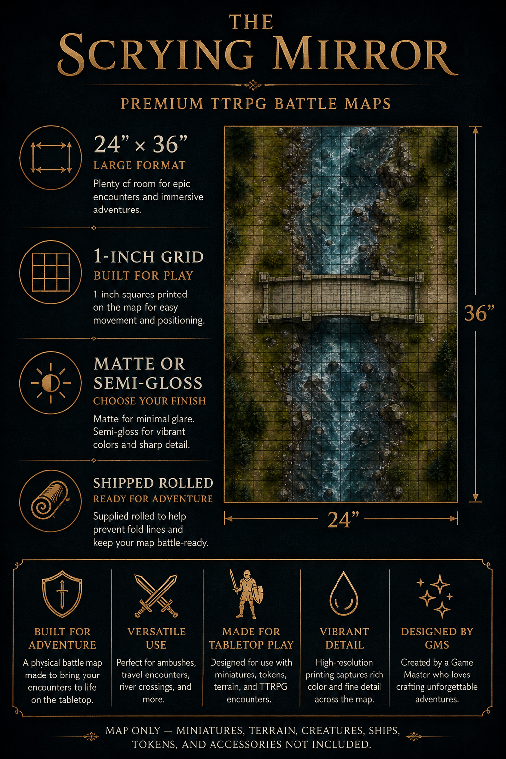 Stonebridge Crossing — 24×36 Gridded TTRPG Battle Map