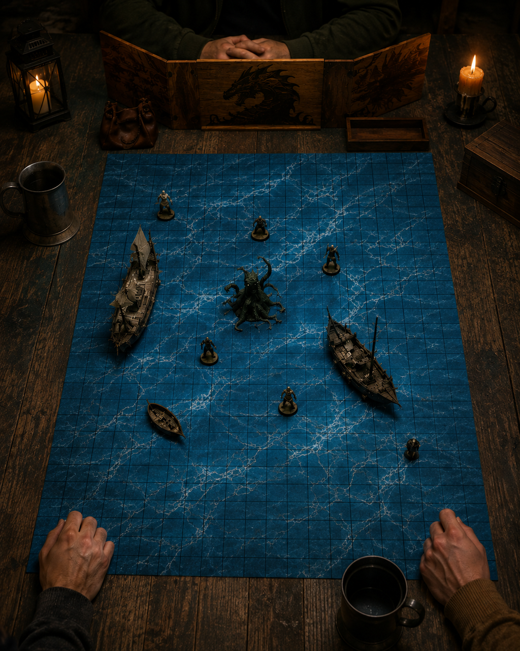 Open Water — 24×36 Gridded TTRPG Battle Map