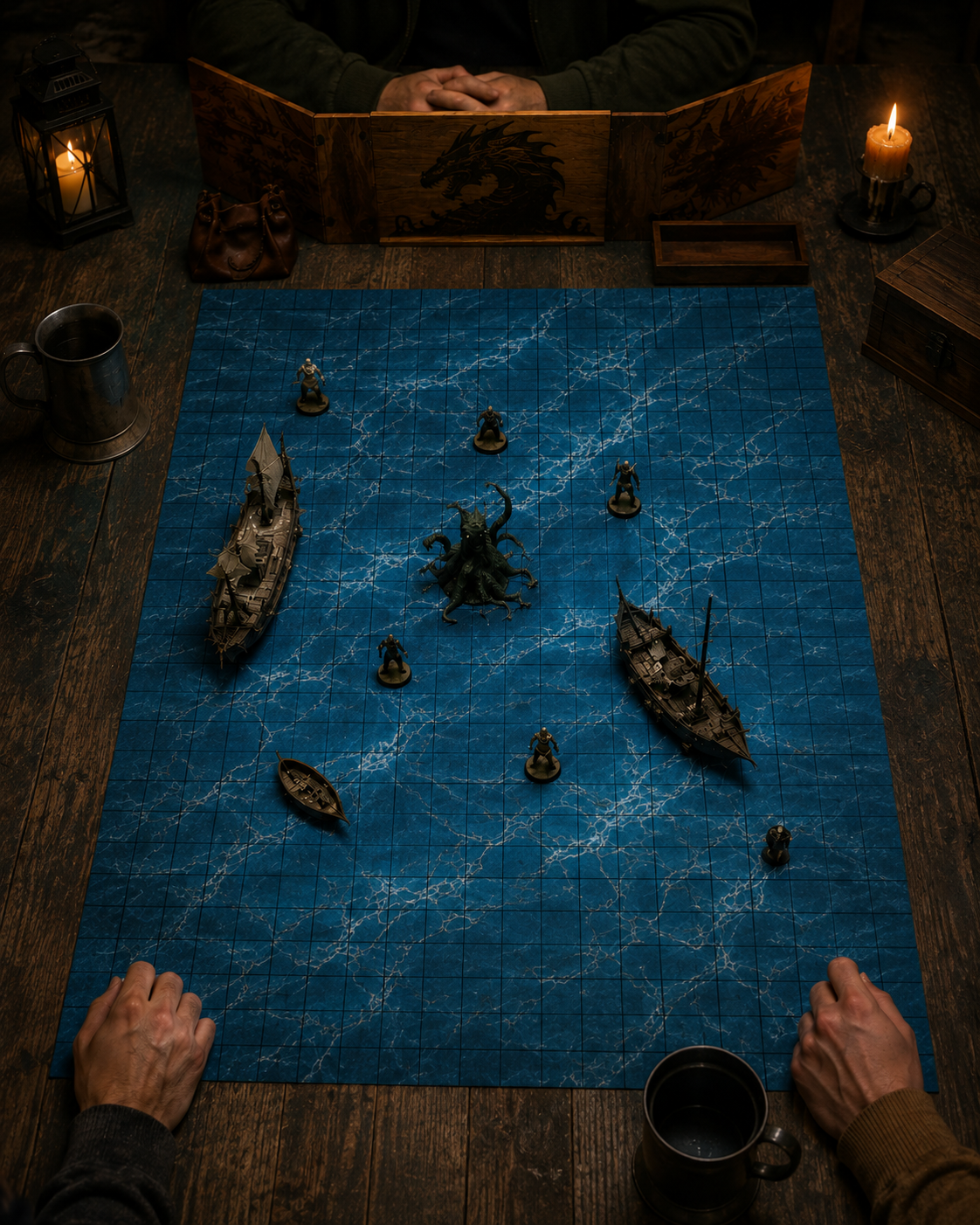 Open Water — 24×36 Gridded TTRPG Battle Map